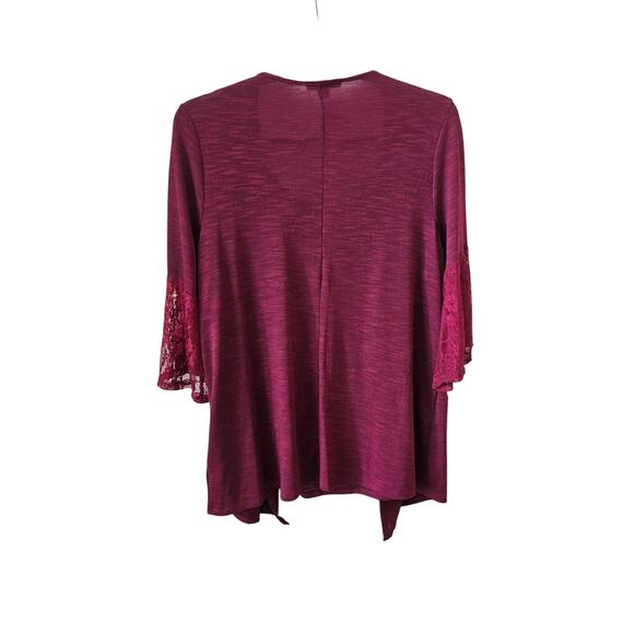 Studio Works Women's Lace Detail Wine Glace Cardigan & Necklace Set - Size 1X - Picture 10 of 10